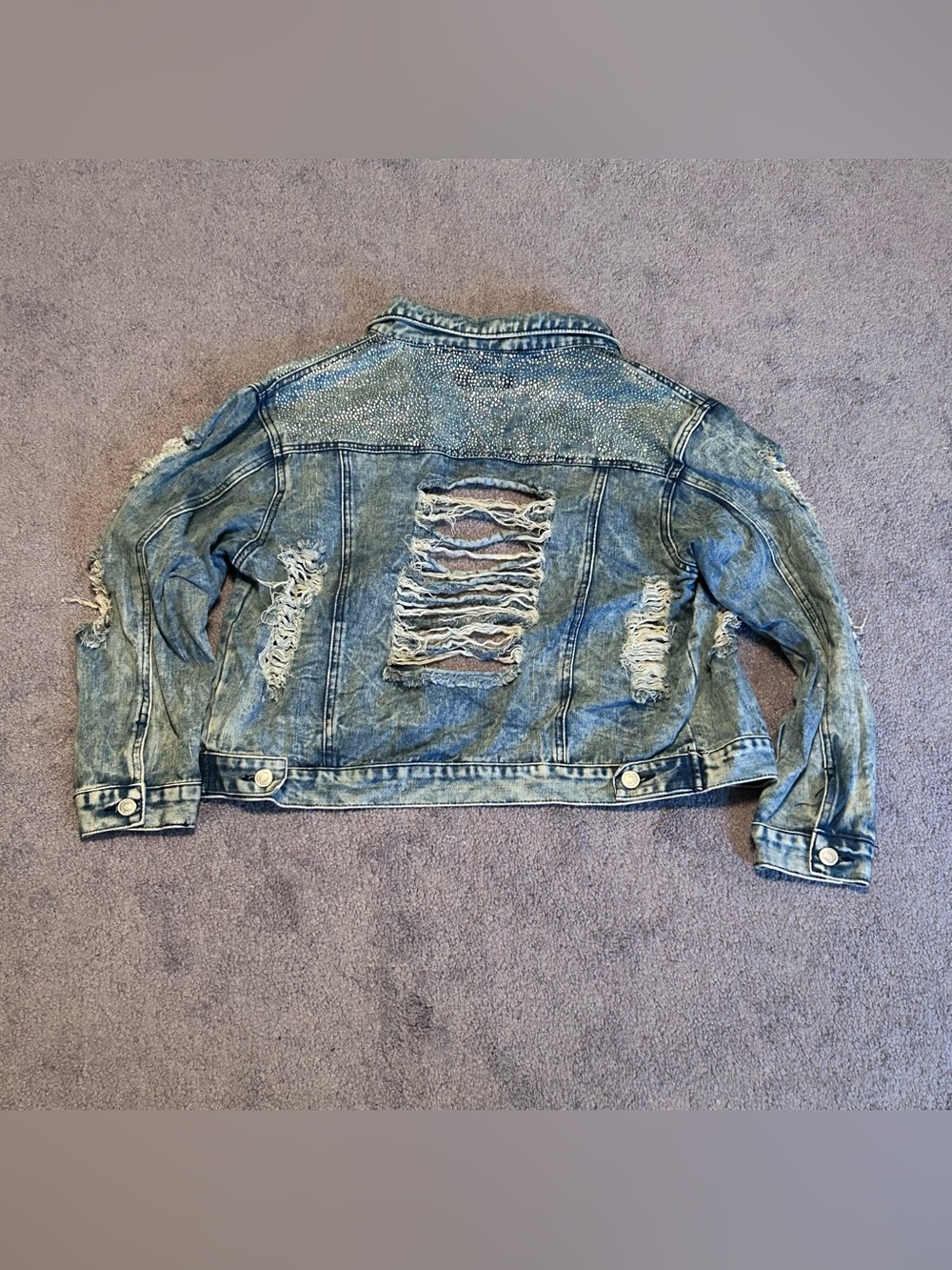 Thrill Light Blue Denim Jacket with sparkle panel